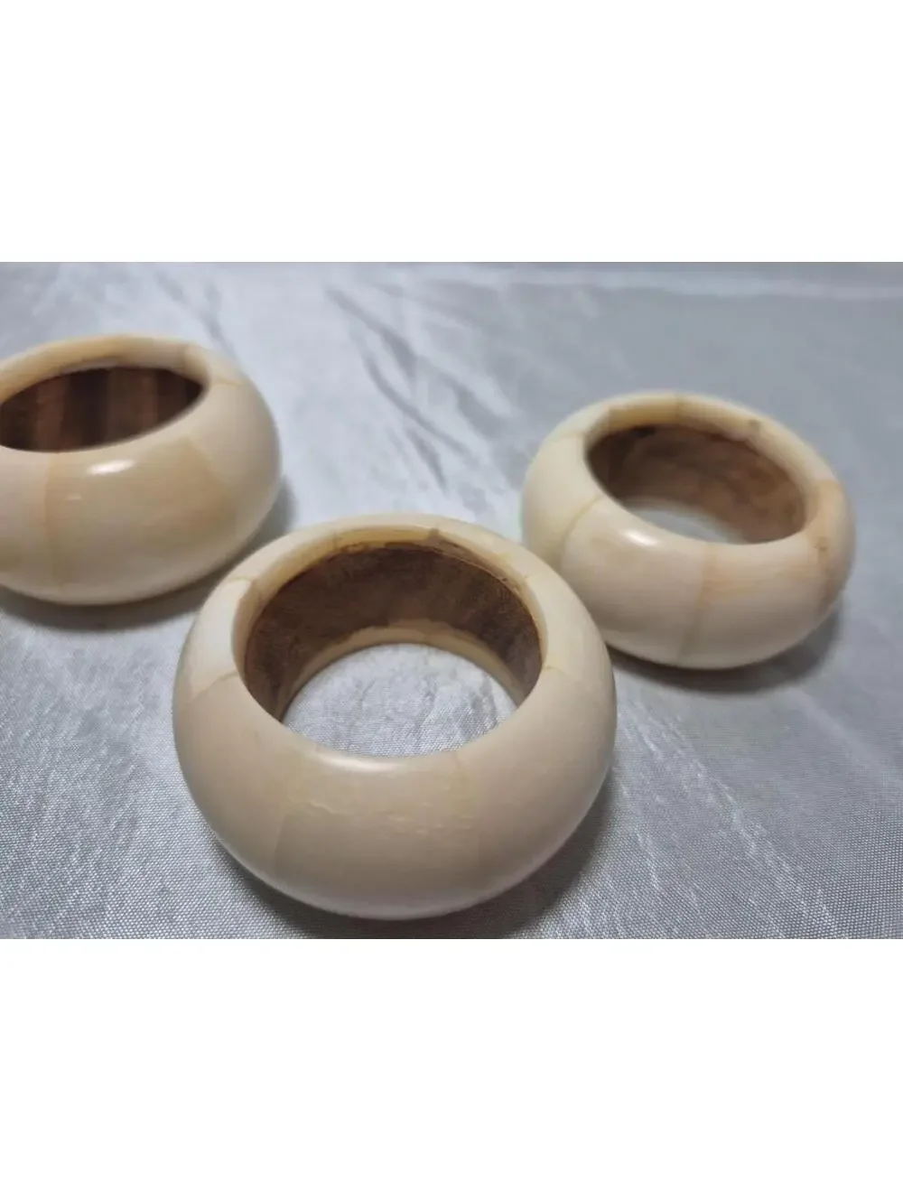 Vintage Aukey Napkin Rings Set of 4 Round Carved Soapstone 1 3/8